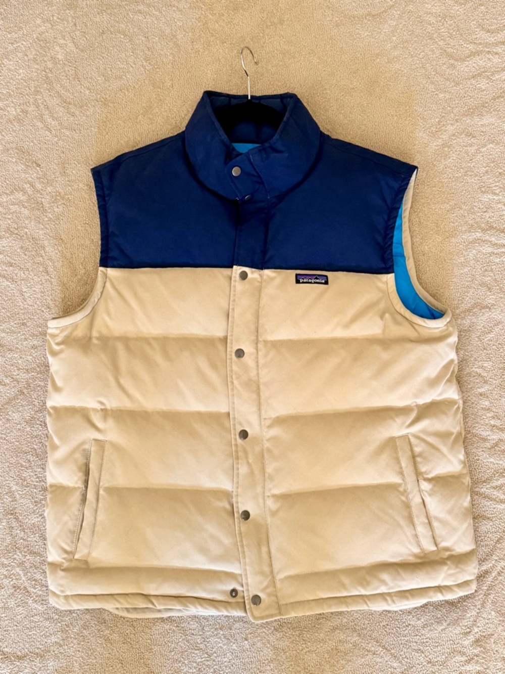 Patagonia Navy and Cream Puffer Vest